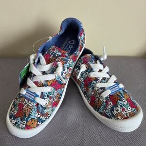 NWT Bobs From Skechers 7.5 Women's Vegan Canvas Memory Foam Dog Print Sneakers